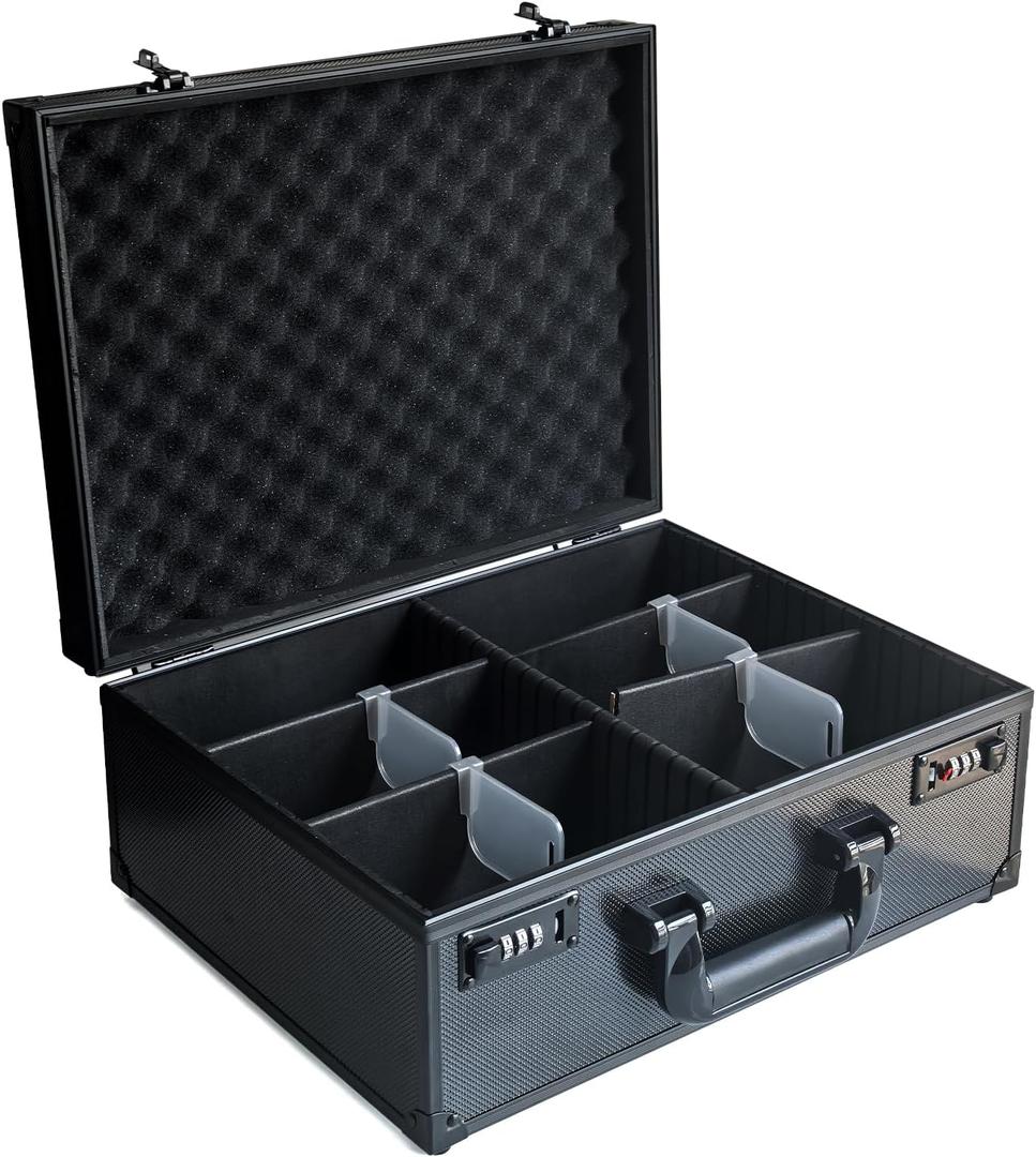Toploader Card Storage Box for 3 X 4 35pt Rigid Cards, Combination Lock Storage Box with 6 Removable Dividers, Sports Card Case