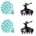 Scalp Massager Shampoo Brush - 4-Pack Scalp Scrubber with Soft Silicone Bristles for Hair Growth & Dandruff Removal & Exfoliator - Ideal for Body Shower & Head Washing for Women Men & Kids (Purple+green+purple+green)