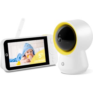 Ellie Pro Baby Monitor with Camera and Audio,5'' IPS 2K UHD Resolution,6000mAh Battery, Remote PanTilt5X Zoom, 2Way Talk, No WiFi , Night Vision, Virtual Fence, Breathing Detection and 1000ft Range