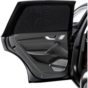 PEYOU Car Window Shades for Baby 2 Pack, Stretchable & Breathable Spandex Rear Side Car Sun Shade for Camping, Blocks Uv Rays & Sun Glare for Kids/Adults/Pets - 44.9"X19.7" Fits 99% Cars