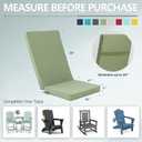 Outdoor Adirondack Chair Cushions Set of 4 - Removable Covers, Water-Repellent, Fade-Resistant, Non-Slip Bottom & Securing Straps, Universal Fit for Most Adirondack & Rocking Chairs - Sage Green, 45''x20''