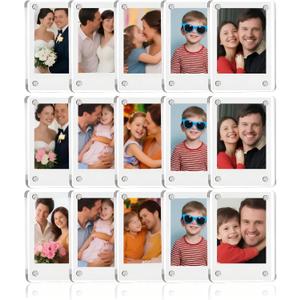 10 Pack Acrylic Fridge Magnetic Frame for Polaroid, Ultra Clear 2.36x3.54" Mini Picture Frames for Instax Mini, Double Sided Photo Refrigerator Polaroid Magnet Picture Frame, Picture Display Frame