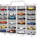 Storage Case for Hot Wheels - Carrying Display Case for 1/64 Scale Toy Cars, 48-Slot Double-Sided Transparent Organizer with Built-in Steps Prevent Sliding & Adjustable Dividers