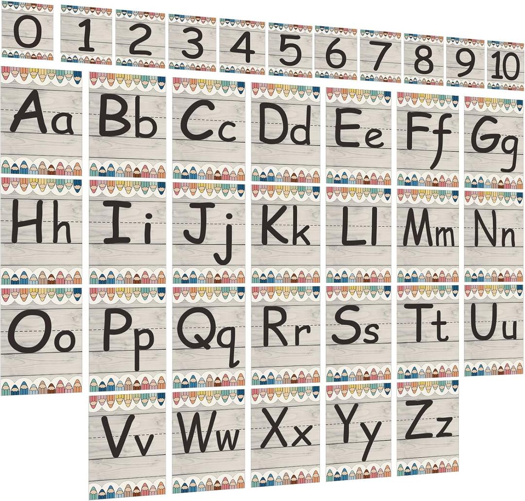 Gilprop 37 Pcs Wood Grain Alphabet for Classroom Wall Decor