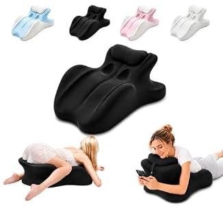Koriva Ergonomic Memory Foam Wedge Pillow, 27° Angled Couples Pillow, Neck Support Pillow Back Support Cushion, Multi-Functional Bed Position Pillow with Removable Cover, Black