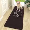 OLANLY Dog Door Mat for Muddy Paws 70x24, Paw Print Design Chenille Mud Mat | Brown, Absorbent, Traps Moisture and Dirt, Non-Slip Washable Doormat, Quick-Drying Indoor Entryway Floor Carpet for Dogs