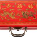 TOYANDONA Mahjong Box Only Mahjong Storage Box Wood Potable - Game Organizer with Handle Chinese Storage Case Game Tiles Empty Container