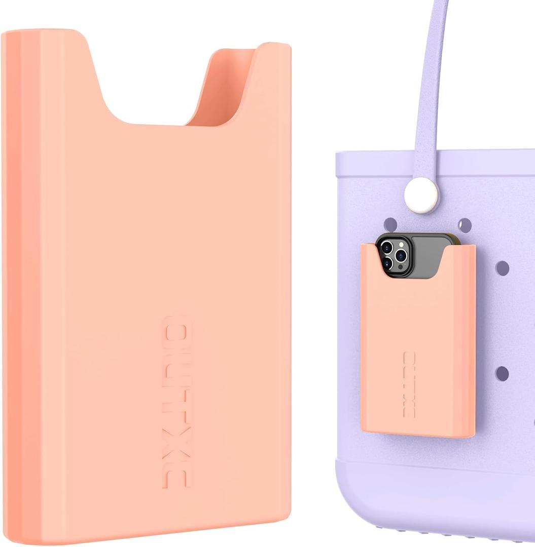 OUTXE Silicone Phone Holder Accessories for Bogg Bag, Phone Case Holder Compatible with All Bogg Bags, Peachy Beachy Cell Phone Insert for Simple Modern Beach Bag