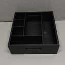 Wood Utensil Holder for Party, 6-Compartment Paper Plate Organizer with Handles, Wooden Silverware Caddy for Picnic, Camping, BBQ, Buffet, and Kitchen Countertop Organization, Black