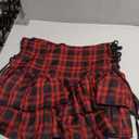 AULKEEP Womens Lace Up Skirts Goth Ruffle Mini Skirt Y2k Black High Waist Skirt Summer Punk Short Skirts L Side Lace Up Plaid Red