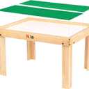 NILO Kids Play Table Set with 2 Compatible Lego Duplo Detachable Two-Sided Baseplates/Boards/Mats (N34 Activity Table w/Holes, 24x32x20 and 2X Green Base Plates 12x32)