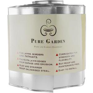 Metal Edging for Landscaping - 6.25in x 16.5ft Flexible Corrugated Galvanized Steel Landscape Edging - Garden Edge Border for DIY Flower Beds Tree Rings or Lawn Boarder by Pure Garden (Silver)