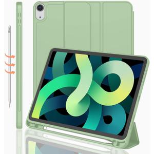 iMieet iPad Air 11 Inch Case M4/M3/M2(2026/2025/2024), iPad Air 5th/4th Generation Case 2022/2020 10.9 Inch with Pencil Holder,Trifold Stand Smart Case with Soft TPU Back(Matcha Green)