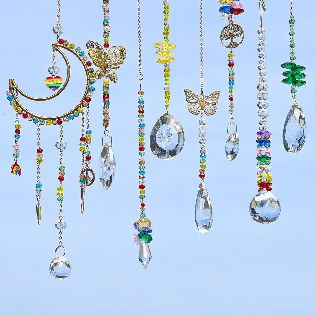 310 Pcs DIY Crystal Sun Catchers Indoor Window, Hanging Prism Suncatcher for Window, Colorful DIY Suncatcher Kit, Glass Crystal Alloy Accessories Sun Catcher Crafts for Adult