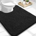 OLANLY Toilet Rugs U-Shaped 24x20, Extra Soft Absorbent Chenille Contour Bathroom Rugs for Toilet, Dry Quickly, Machine Washable, Non-Slip Bath Mat, Black