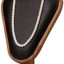 SWTOOL Walnut Color Body Wood Necklace Display Stand with Black Leather Soft Mat Necklace Holder Organizer Desktop Stand for Home Store Dresser-4.45"x8.4"x12"