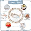 MEHOFOND Fall Pumpkin Baby Shower Decorations Boho Floral Little Pumpkin Party Supplies Blue Disposable Tableware Set 193 Pcs Plates Napkins Plastic Tablecloth for Boy Baby Shower Party