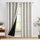 COLLACT 100% Blackout Boho Curtains for Bedroom Blue Farmhouse Curtains 72 Inch Length Geometric Printed Drapes Thermal Insulated Room Darkening Grommet Window Treatments 2 Panels Blue on Beige