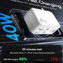 Retractable USB C Charger Wall Plug with 35.5in/90cm Type C Cables Cords,40W Fast Charging Foldable Block Multi Charger for All Devices for iPhone 17/16/15/14/13/12,iPad,Galaxy,Pixel