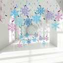 Containlol 30 Pcs Winter Snowflake Hanging Swirl Decorations Glitter Snowflakes Hanging Swirls Ceiling Streamers for Winter Holiday Baby Shower Wonderland Party Supplies (Colorful)