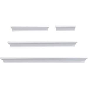 Floating Wall Shelves Set of 3, White Wood Display Shelves for Wall, Includes 6, 12, and 14 Inch Sizes with Raised Edges and Mounting Hardware for Room Decor, Home Decor