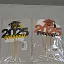 4 Pcs 2025 Graduate Cake Topper Orange Glitter Congrats Grad Cake Topper Class of 2025 Cake Decor for 2025 Senior High School/College/University Happy 2025 Graduation Party Supplies Decorations, Pack of 2
