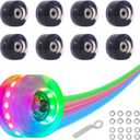 Nattork 8 Pack 82A Light up Roller Skate Wheels 54 * 32mm with Bearings Installed Luminous Quad Light Up Wheels Skating Accessories For Double Row Skates Outdoor And Indoor Use (Black)