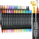 36 Colors Dual Tip Acrylic Paint Markers, Premium Dot & Fine Tip Coloring Paint Pens for Rock, Wood, Fabric, Canvas, Glass, Paper, Ceramic, Scrapbook, Vision Board and DIY Crafts Supplies Art Gifts
