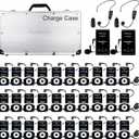 Retekess T130 Tour Guide System, Tour Guide Headsets with 2 Wireless Mic, 32-Slot Charge Case, Assistive Listening System for Church,School(2 Transmitters 30 Receivers)