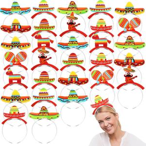 Giegxin 30 Pcs Mini Sombrero Party Hats Bulk Mexican Sombrero Headbands 10 Styles Colorful Cinco De Mayo Fiesta Mexican Hats Party Cinco De Mayo Fiesta Supplies Decorations