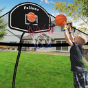 Trampoline Basketball Hoop - Easy to Install with Mini Ball and Pump, Fit for 25mm Straight & Curved Pole Trampolines