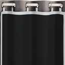 Melodieux Thermal Insulated 100% Blackout Curtain Liner for 84 Inch Long Curtains, Off White/Black, 40 by 80 Inch, 1 Panel, Rings Included