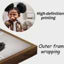 Framed Funny Black Girl Bathroom Canvas Wall art Stank Face Kids Poster Print Artwork African American Painting Picture Wall Decor for Restroom Bathroom Toilet Home Decoration 16x24in