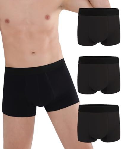 IRISMORII Incontinence Protective Underwear for Men Washable Bladder Leak Proof Boxer Brief 60 ml Absorbency Trunk 3 Pack (3 Black, Size  3XL)