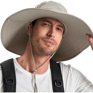 Cooltto Wide Brim Sun Hats with Waterproof Breathable for Fishing, Hiking, Campingfor Men Women Kids (One Size, Khaki)