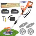 Electric Weed Wacker Cordless Eater 24V Battery Powered Brushless Brush Cutter with 2X4.0Ah Batteries Fast Charger Lightweight Grass Trimmer 2 Types Blades for Lawn Yard Garden