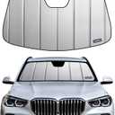 Pigenius Windshield Sun Shade for BMW X5 (F15) 2014-2018, Fits xDrive35i xDrive50i X5 M, Premium Grey Leather Finish