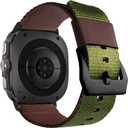 Nylon and Leather Bands Compatible with Samsung Galaxy Watch Ultra 47mm for Women Men,Adjustable Sport Loop Replacement Straps. (Green)