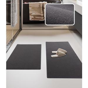 YIHOUSE Bathroom Rug Sets 2 Piece, Ultra Thin Bath Mat Fit Under Door, Quick Dry Absorbent Bath Mat for Bathroom Non Slip Machine Washable Floor Mat (Dark Grey, 2 Piece)