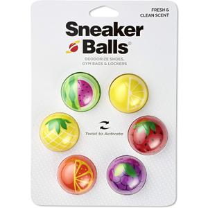 Sneaker Balls Odor-Fighting Shoe Fresheners, Eliminates Unpleasant Smells, Perfect For Sneakers, Gym Bags, Gear Bags, Drawers, Lockers, And More!, Fruitastic, 6 Pack