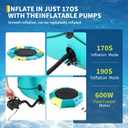 Inflatable Water Trampoline, 15FT Recreational Water Bouncer w/Electric Inflator, Rope Ladder, Mooring Ropes, Anchor, Adults Youth Bounce Swim Platform for Lakes, Pools