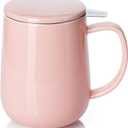Sweese 20 OZ Porcelain Tea Mug with Infuser and Lid, Loose Leaf Tea Cup, Gifts for Tea Lover - Pink