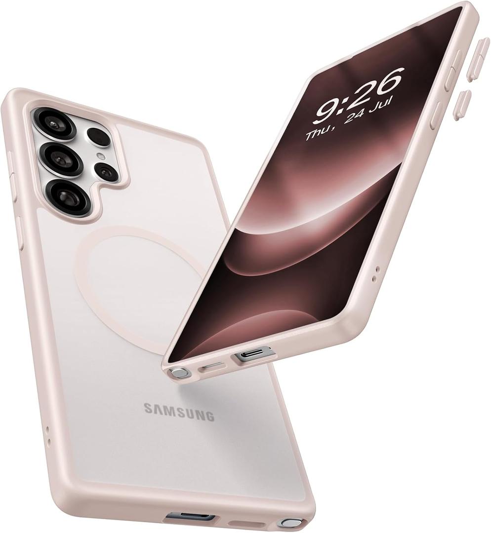 Maledan Magnetic Case for Samsung Galaxy S25 Ultra [Stain-Resistant] [Military-Grade Protection] [Compatible with MagSafe] [Anti-Yellowing] - S25 Ultra Case Bumper Cover, StainGuard Titanium Champagne