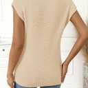 MEROKEETY Women's Fall Fuzzy Fleece Sweater Vest Cozy Cap Sleeve Crew Neck Pullover Knit Tops (Beige, XL)