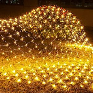 Funpeny Christmas Net Lights, 9.8ft x 6.6ft 200 LED Mesh Decor Clear Wire with 8 Modes Waterproof Connectable Xmas Decorations for Outdoor Outside Bushes Yard Lawn Patio Tree Garden Party (Warm White)
