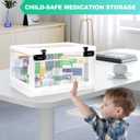 Large Medicine Lock Box with Dual 3-Digit Combination Locks, 24L Lockable Storage Box for Medication, Snacks, Phone, and Electronics - BPA-Free Organizer Bin for Home, Office, Fridge, and Safety, White