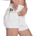 YLDUJ AMUM Womens with Lined Running Shorts Breathable Double Layer Summer 2 in 1 Athletic Workout Flowy Shorts with Pockets, XS