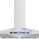 SNDOAS Wall Mount Range Hood 30 inch with Touch and Gesture Sensing Control,Chimney-Style Stainless Steel Range Hood,Vent Hood 30 inch Ducted/Ductless Convertible Kitchen Hood,Baffle Filters