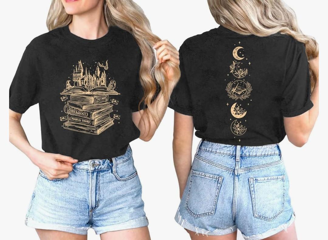 Magical Shirts for Women Flourish and Blotts Shirt Book Tshirt Wizard Costume Clothes, XXL, Dark Gray