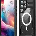 Guppy for Galaxy S23 Plus Magnetic Waterproof Case, Built-in Screen Protector [IP68 Waterproof][6.6FT Military Drop Proof] 360° Full Body Protection Dustproof Shockproof Heavy Duty Rugged Case, Black